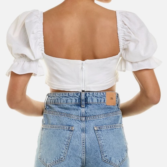 Just bee queen calla WHITE linen blend top NWOT - Picture 3 of 8